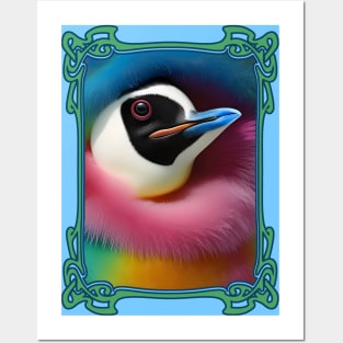 Funky rainbow penguin bird lover bright graphic Posters and Art